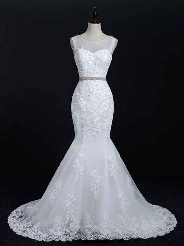 Lace Sashes Mermaid Wedding Dresses