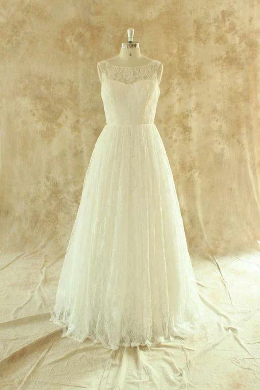 Bridelily Craceful Lace A-Line Floor Length Wedding Dress