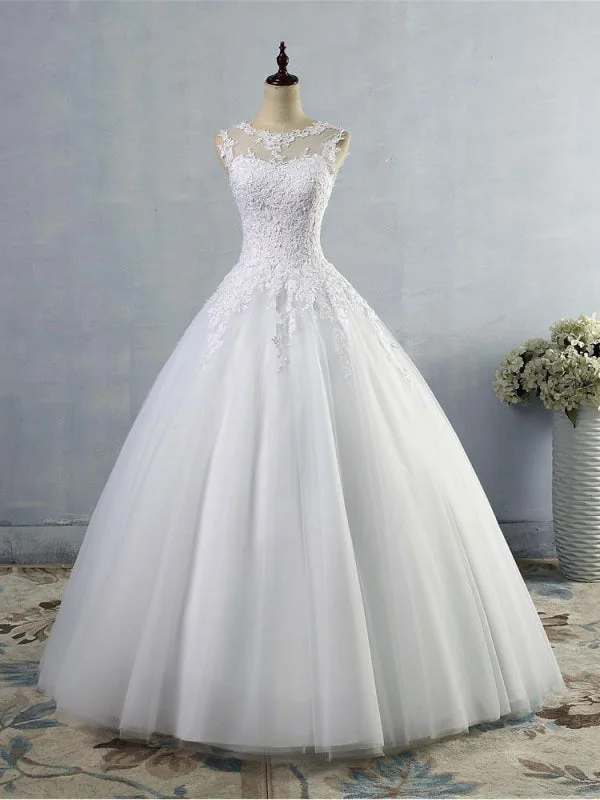 Glamorous Tulle Lace Ball Gown Wedding Dresses