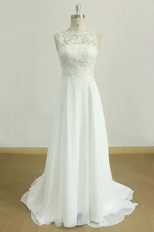 Bridelily Graceful Appiques Chiffon A-line Wedding Dress