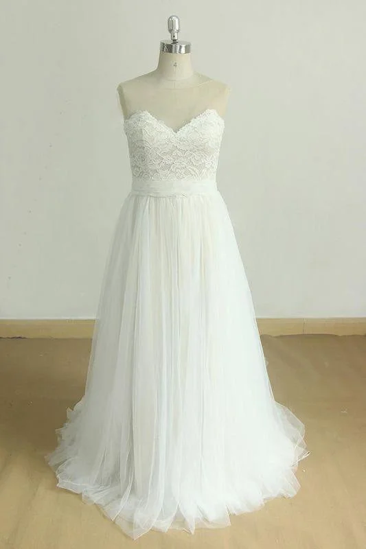 Bridelily Graceful Illusion Lace Tulle A-line Wedding Dress