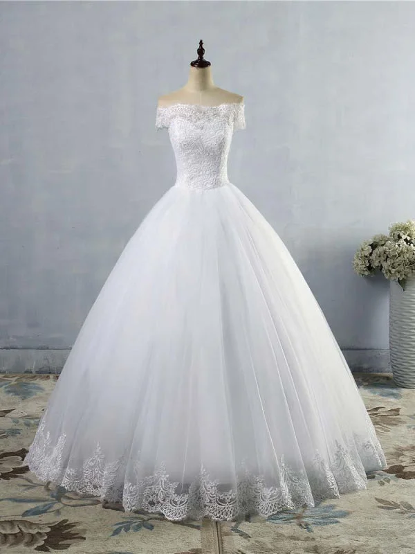 New Lace Off-The-ShouldeR Ball Gown Tulle Wedding Dresses