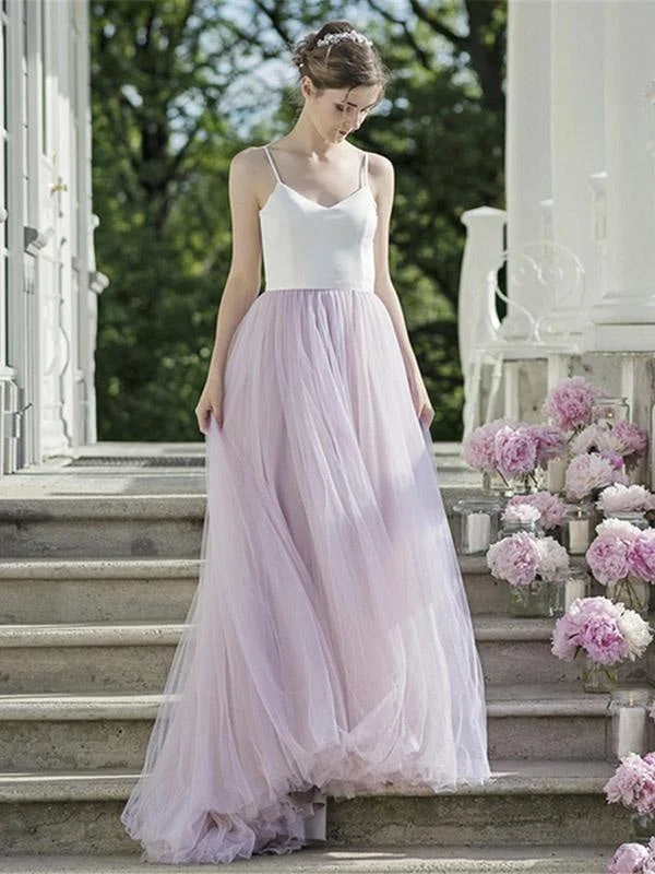 Romantic Spaghetti Strap Tulle Wedding Dresses