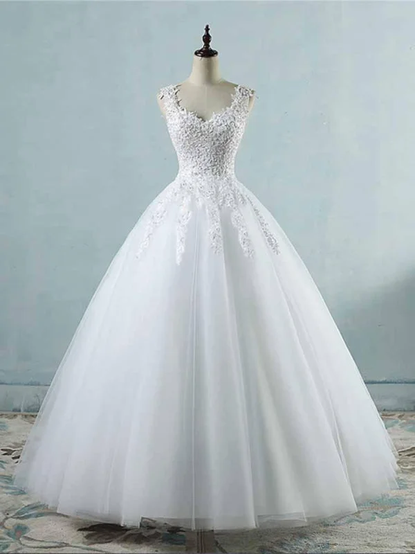 Spaghetti Straps Lace-Up Ball Gown Wedding Dresses