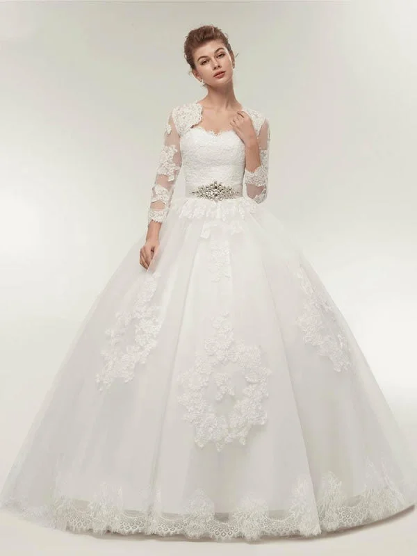 Off-The-Shoulder Lace Ball Gown Wedding Dresses